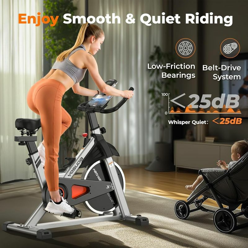 フィットネスバイクエアロバイクエクササイズバイクフライホイール静音設計ホームジムトレーニングYOSUDAIndoorCyclingBike