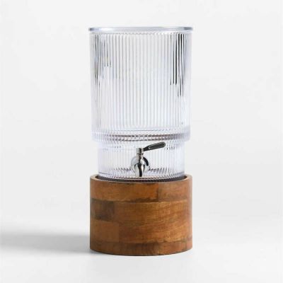 ドリンクサーバー ガラスドリンクディスペンサー 6.5L Crateandbarrel　Atwell Ribbed Glass Drink Dispenser with Brooks Stand