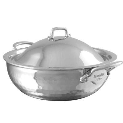 ムヴィエール モービル ロンド 両手鍋 ステンレス ムビエル Mauviel M'Elite 5-Ply Hammered Polished Stainless Steel Chef Pan With Dome Lid